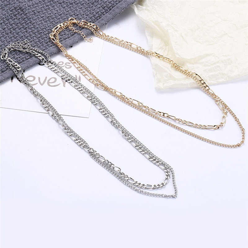 Kalung Fashion Retro Double Layer  Sederhana Wanita Pria Kalung Aksesori