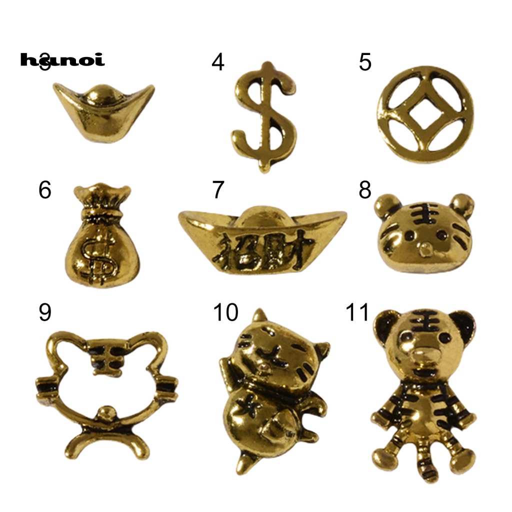 Han_ 10Pcs / Set Ornamen Koin Ingot Untuk Dekorasi Nail Art