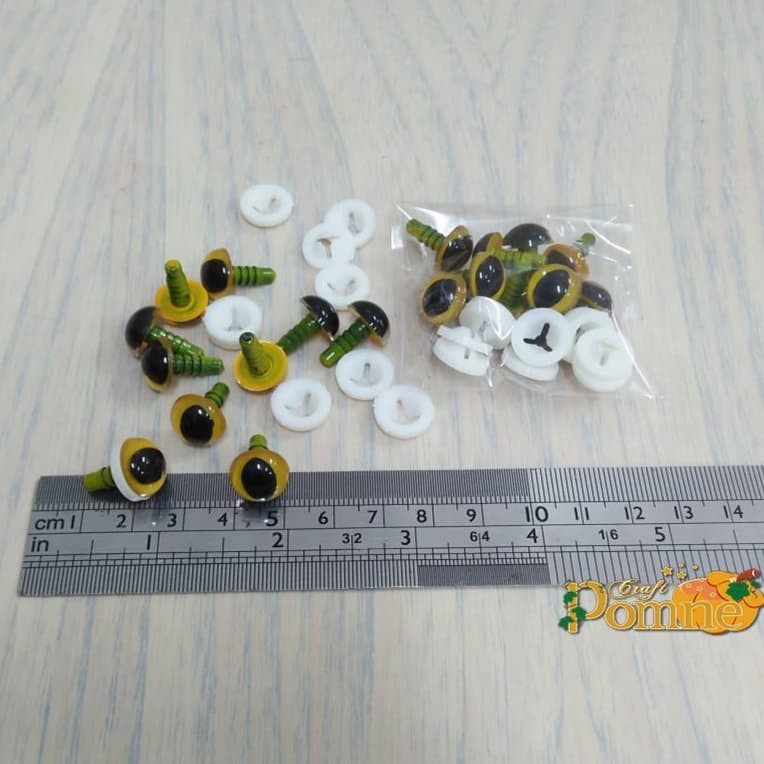 12mm Craft Eye Yellow Black Solid Amigurumi / Mata Boneka kuning hitam