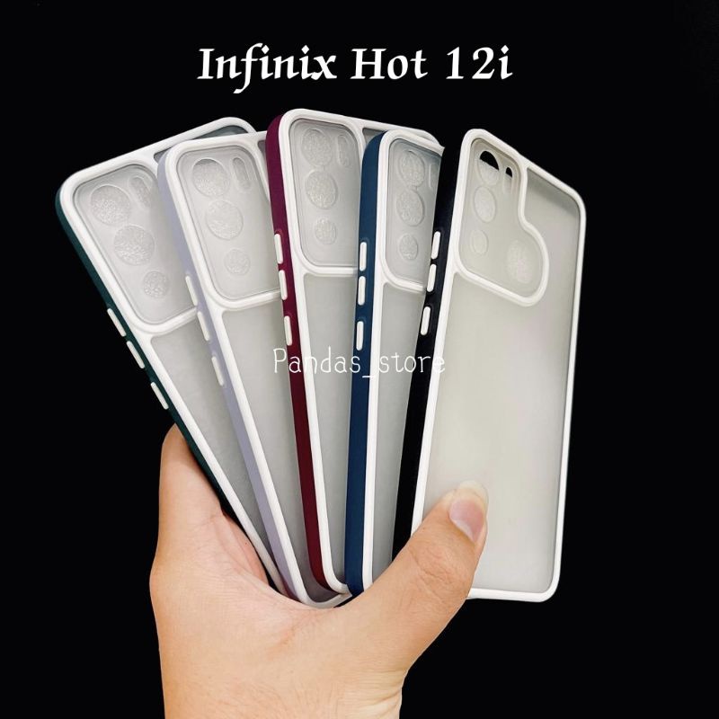 Pro Hybird Infinix Hot 12i Softcase Halus dan Elegan / Pinggiran Garis Putih Keren (Pandas)