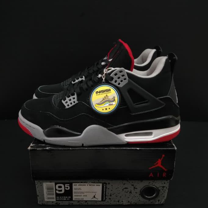 ■ PROMO SEPATU BASKET PRIA FASHION■ AIR JORDAN 4 RETRO BLACK CEMENT "BLACK/RED/GREY" DISKON