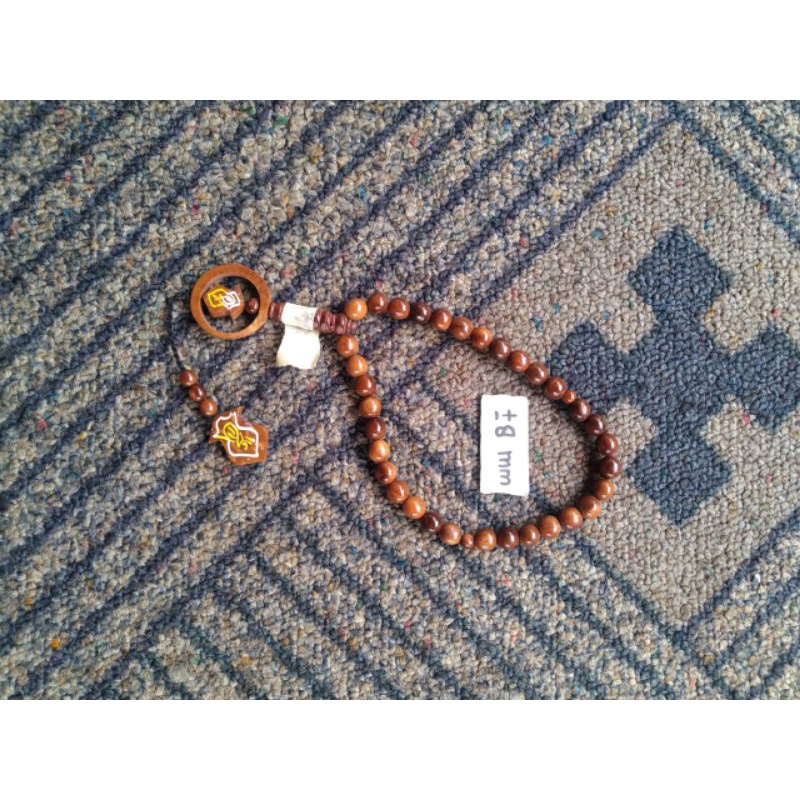 tasbih kokka bulat coklat bulan terompah dobel ± 8 mm ( 8mm ) 33 butir (kauka kaukah pukah pukaha kuka )