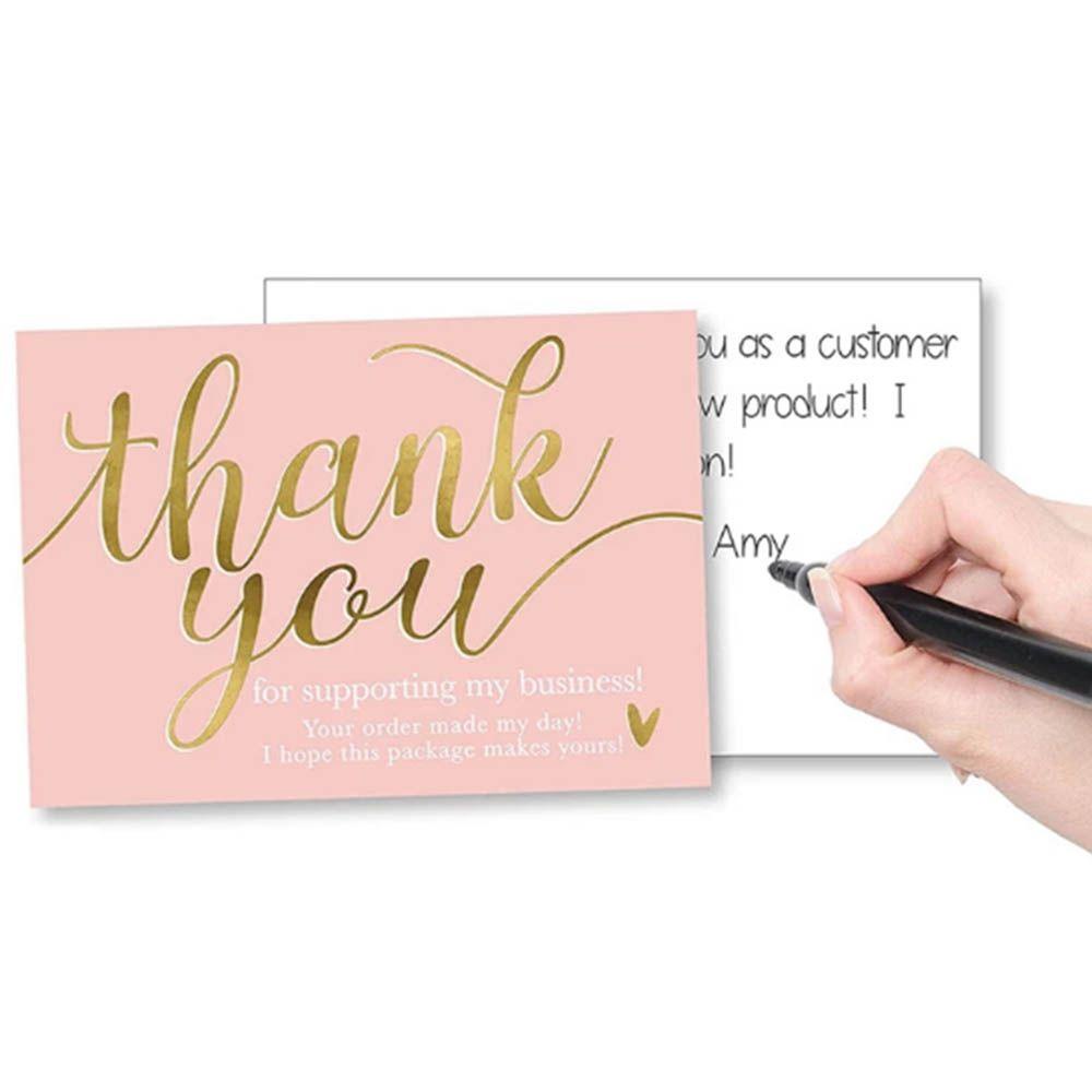 Solighter 50PCS Thank You Card Owner Pink Wedding Kartu Nama Kecil