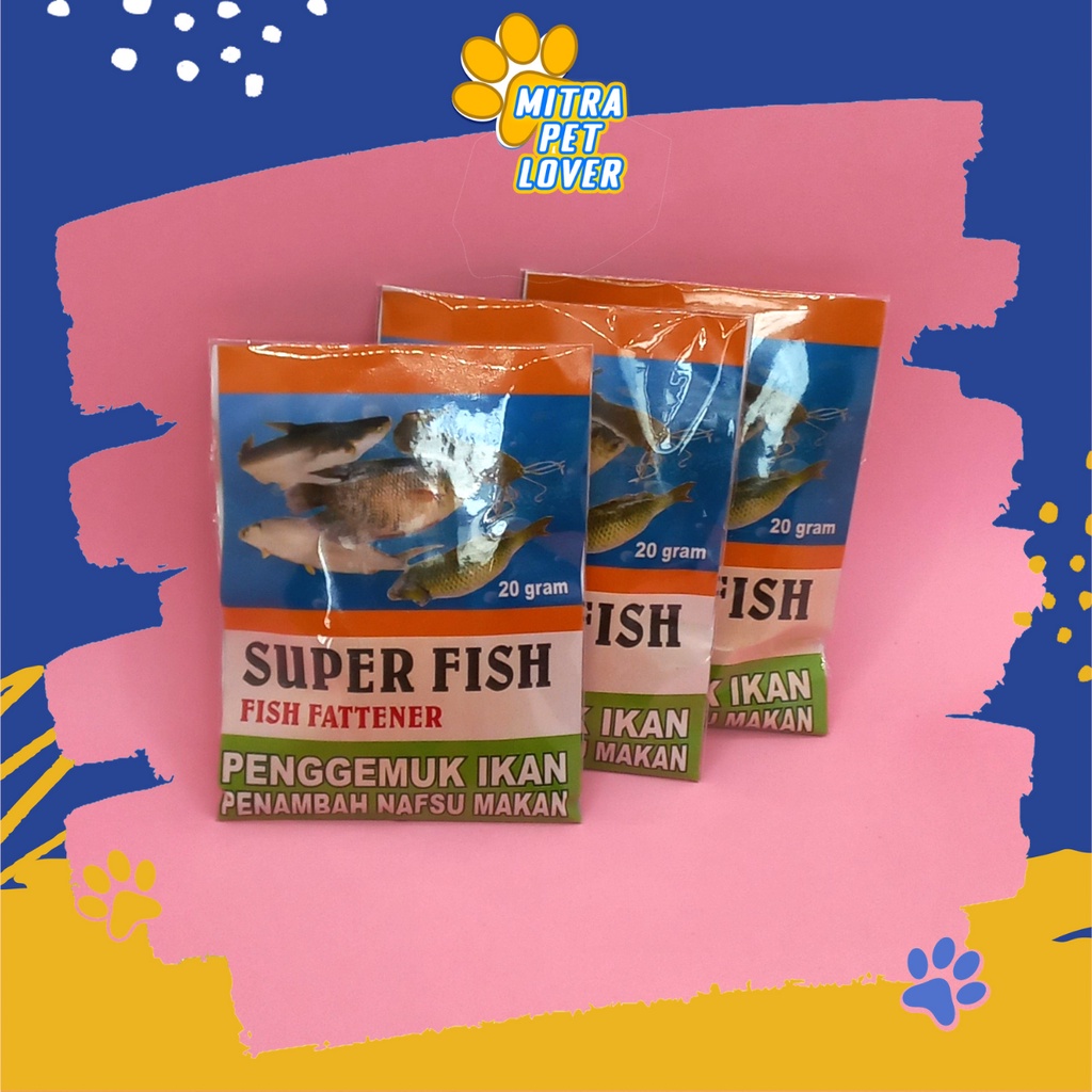 SUPLEMEN PENGGEMUK IKAN - SUPER FISH 20 GRAM ORIGINAL - SUPERFISH PENAMBAH NAFSU MAKAN - TINGKATKAN DAYA TAHAN TUBUH &amp; IMUN IKAN FISH - MURAH - PET ANIMAL HEALTHCARE &amp; VETERINARY TAMASINDO OBAT &amp; VITAMIN TERNAK HEWAN BINATANG PELIHARAAN MITRAPETLOVER