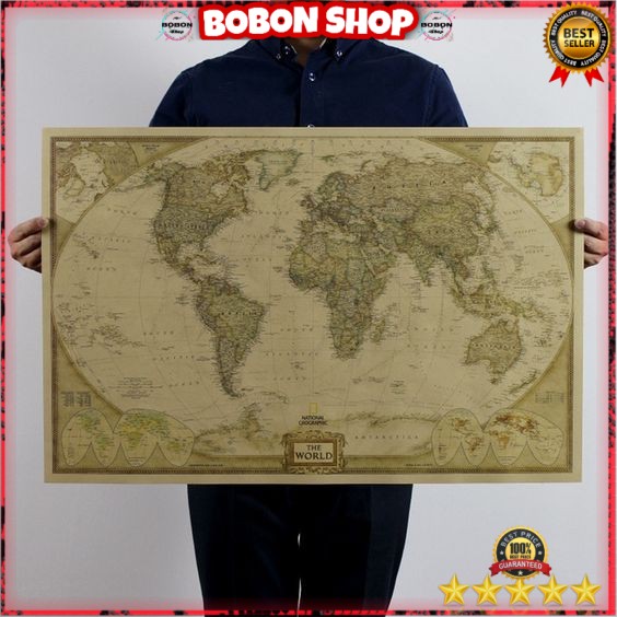 

Poster Peta Dunia Large Vintage World Map 28x18 inch - N401