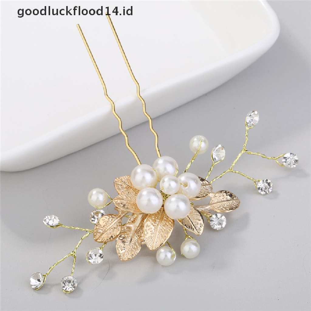 [OOID] Wedding Bridal Hair Comb Clip Crystal Rhinestone Flower Faux Pearl Hairpin ID