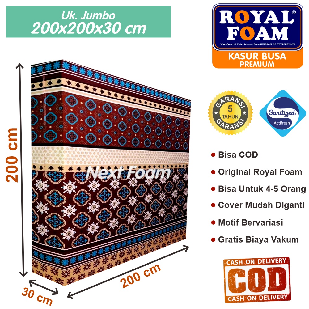 Kasur Busa Royal Foam Ukuran Jumbo 200x200x30 cm Tebal 30 cm D16 ORIGINAL Garansi 10 Tahun