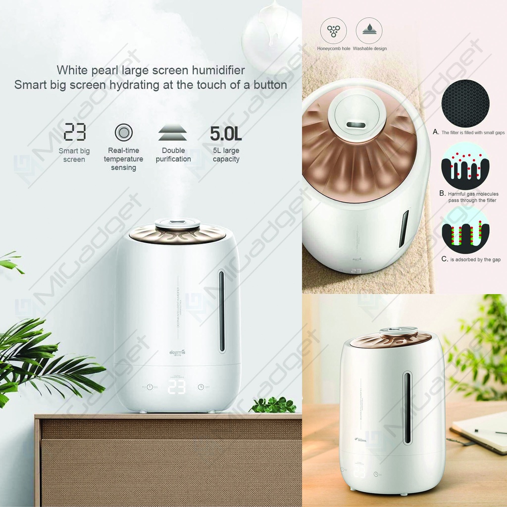 Deerma F600 Air Humidifier 5L Touch Control Timer Temperature Anti Bakteri