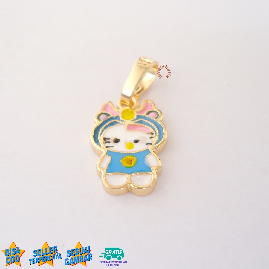 Lovelybutik - Liontin Kalung Anak Xuping Gold Lucu Cutie Blue Liontin Anak Lucu Tanpa Kalung