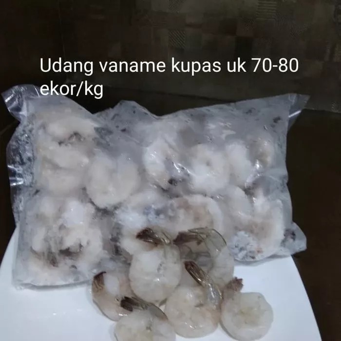 

Udang Vanamei segar kupas tinggal ekor, ukuran 70-80, jual per kilo