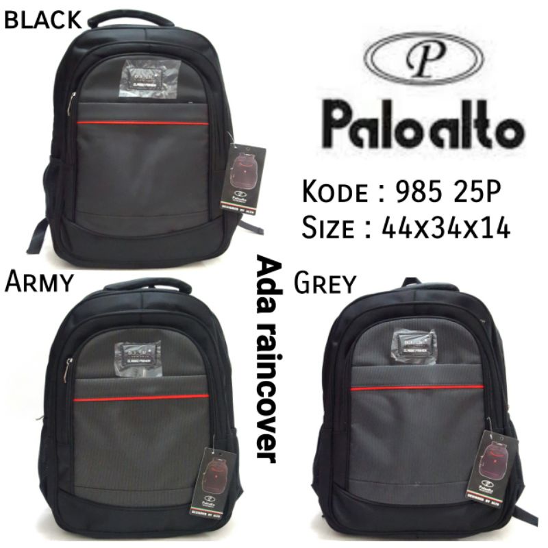 TAS RANSEL BACKPACK SEKOLAH COWOK TERBARU PALOALTO 985 25P Ada Raincover Black Army Grey