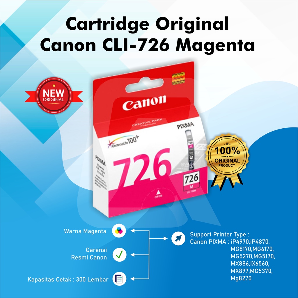 Tinta Canon 725 Black 726 Black &amp; Colour Original Ink Cartridge