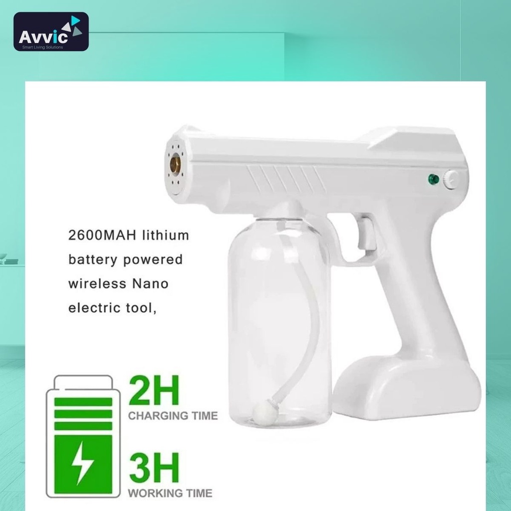 Nano Spray Gun Disinfectant Wireless 800ml  Semprotan Disinfektan Anti Virus Rechargeable Blue Light