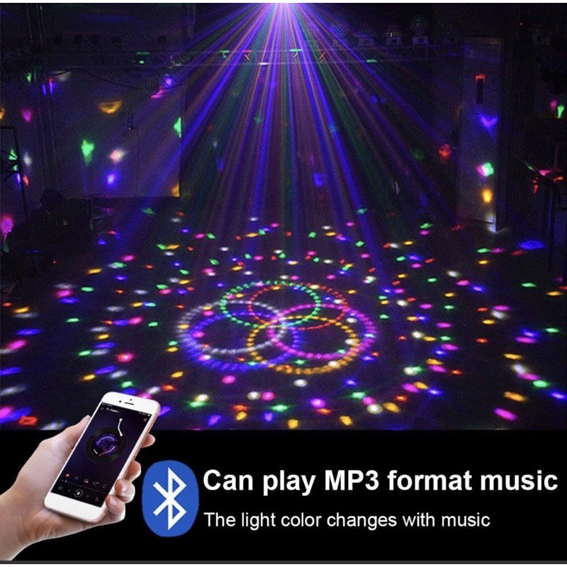 Lampu Disco Besar Profesional 6 Warna Sensor Suara dengan RGB MP3 Player bluetooth