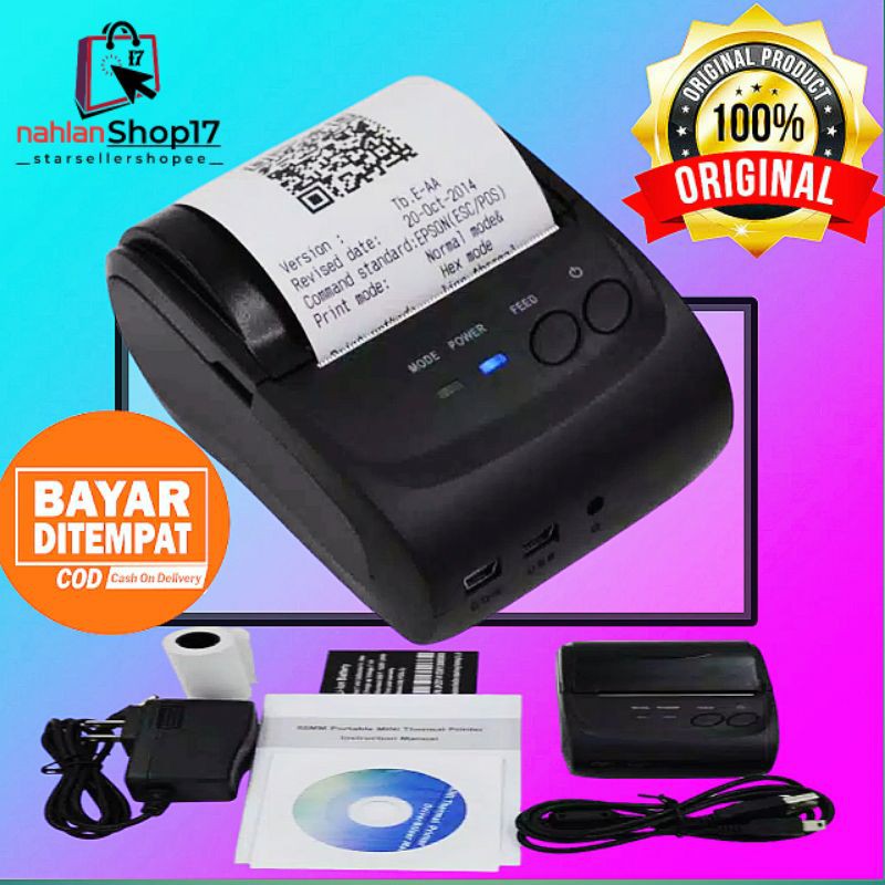 PRINTER MINI PORTABLE BLUETOOTH ZJ 5802 / MINI PORTABLE BLUETOOTH THERMAL RECEIPT PPRINTER ZJ 5802