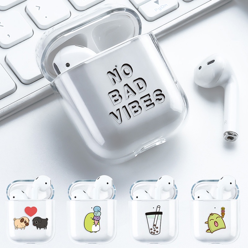 Case Cover Headphone Motif Kucing Kartun Untuk AirPods 1 / 2