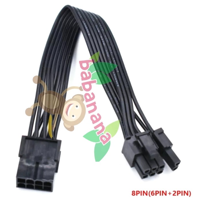 Extension kabel pcie 8 pin FLAT 20CM 6+2 18awg cable mining vga