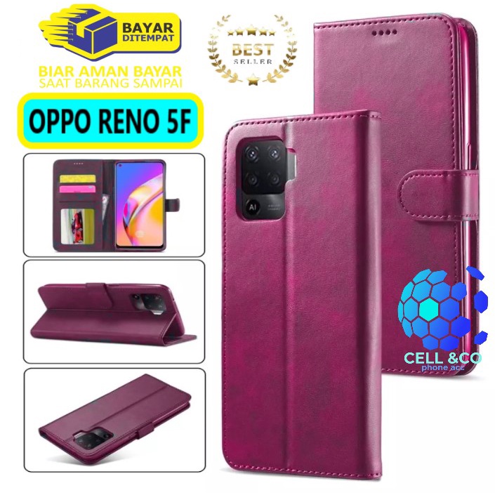 Flip cover OPPO RENO 5F Flip case buka tutup kesing hp casing flip case leather wallet