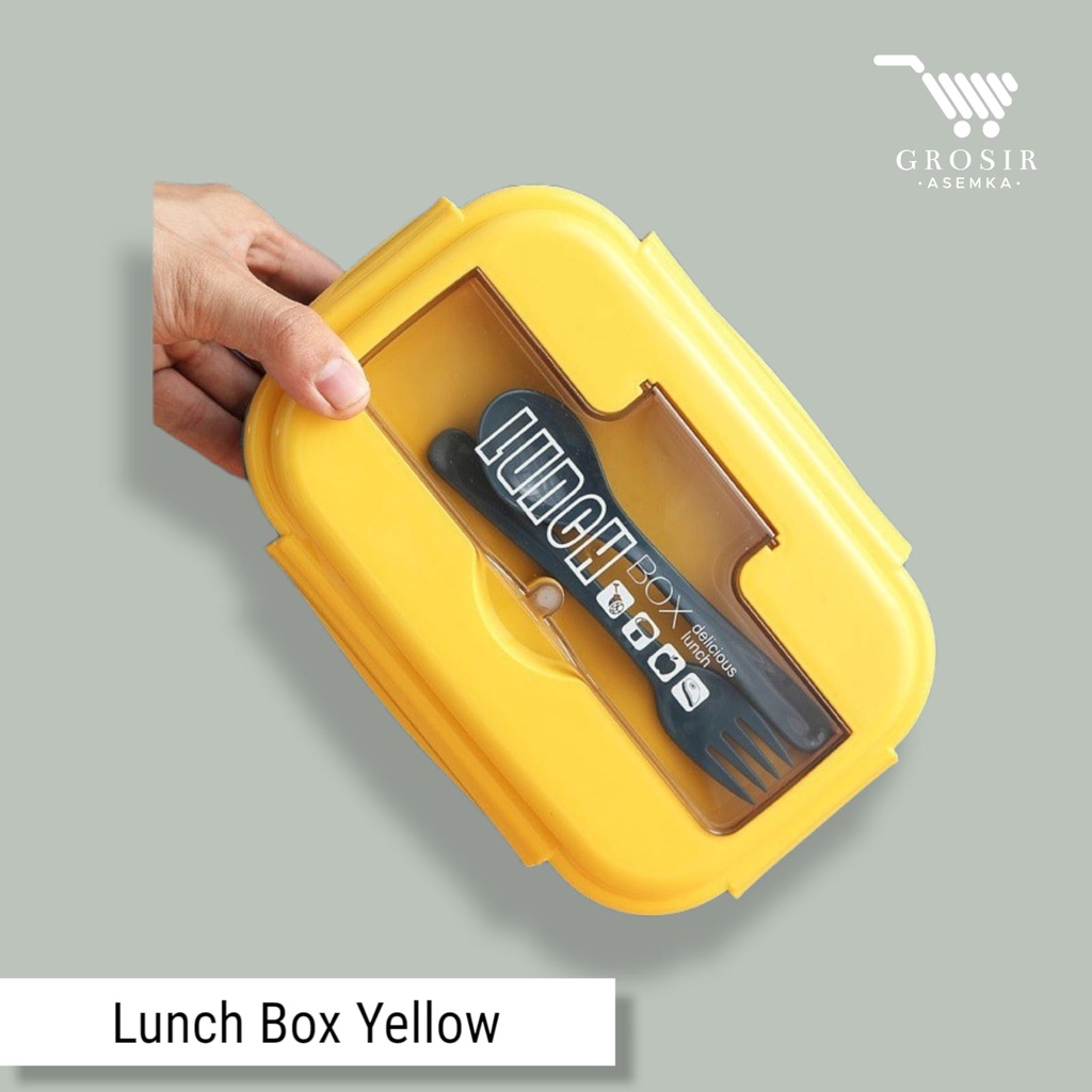 Lunchbox Kotak Makan Anti Tumpah 3 Sekat Free Sendok Garpu