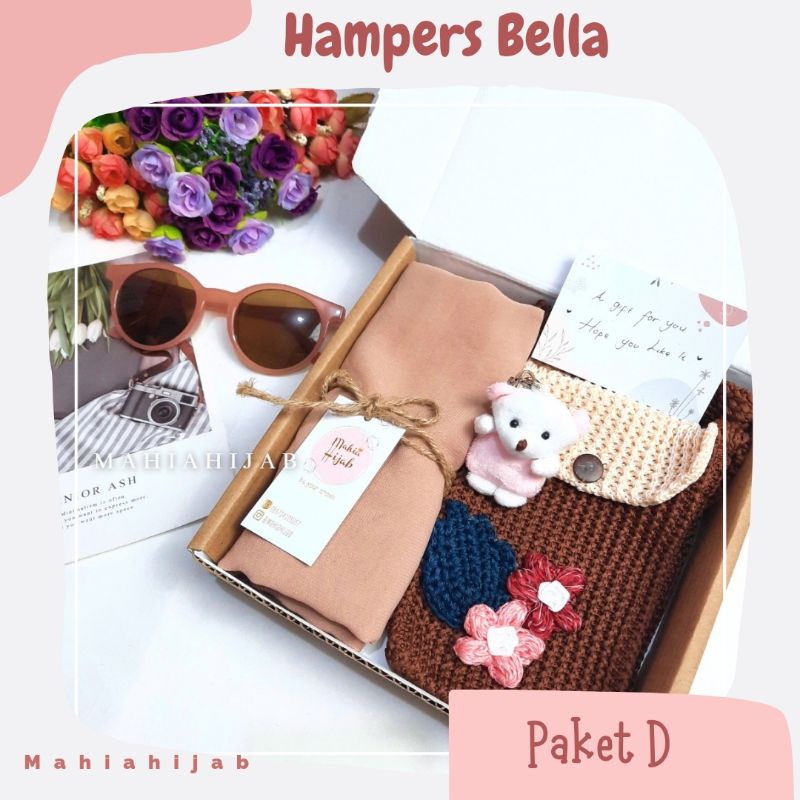 Hampers Hijab Bella Square + Dompet / Paket kado / Giftbox hadiah ultah, wedding , graduation , anniversary