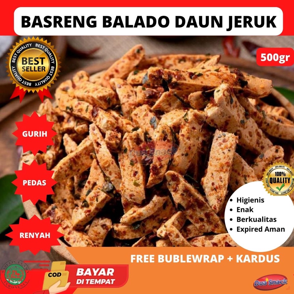 

Snack Kiloan Makanan Ringan Cemilan Basreng Balado Daun Jeruk 500gr Enak Gurih Renyah Disukai Anak-Anak dan Dewasa