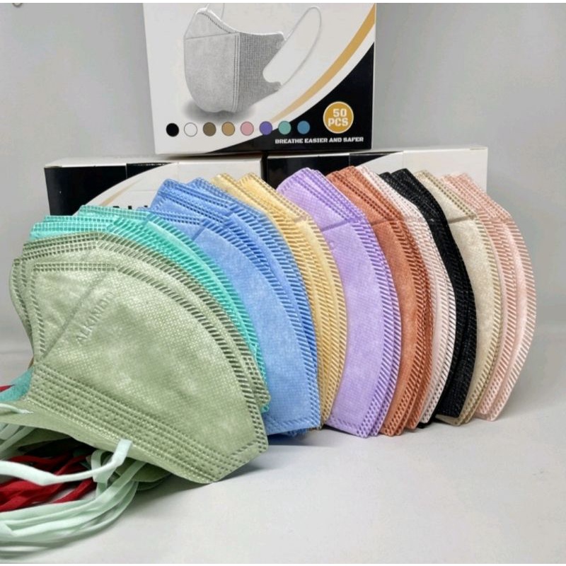 Masker Alkindo Mouson Duckbill Dewasa & Anak-anak Hitam Putih Mix 10 Warna Isi 25pcs(kemasan plastik