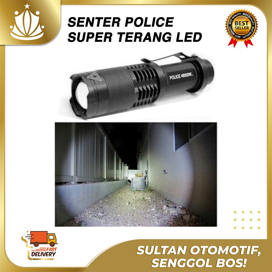 Senter Police SWAT Super LED Mini Hiking, Sepeda, Sangat Terang ZOOM