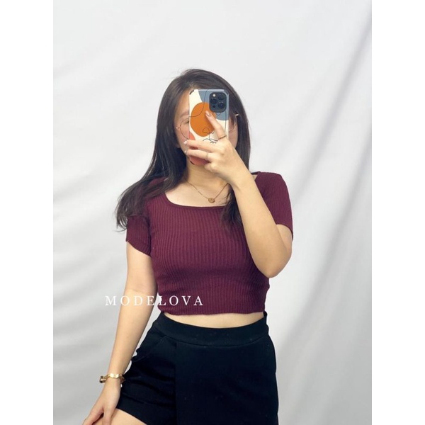 MDLV ~ Top Aita Rajut Atasan Crop Top Rajut Crop Top Basic Fashion Wanita