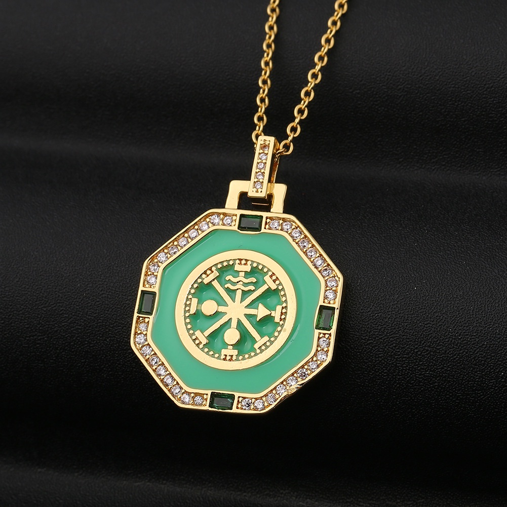 Ornamen tembaga menetes zircon liontin keren hip hop Pelangi Bulan angin dingin kalung untuk wanita