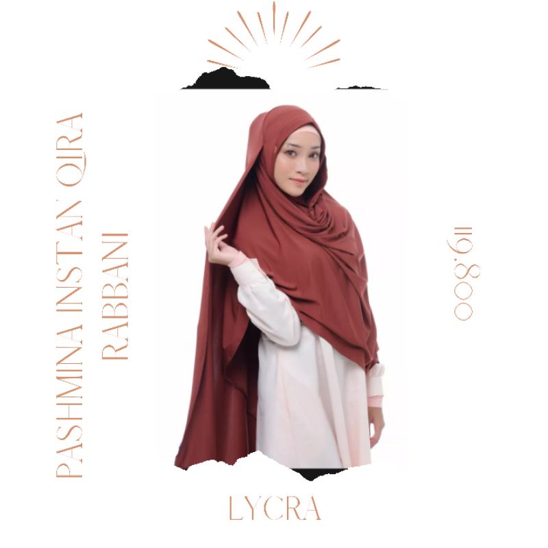 Kerudung instan Rabbani motif lauren desy putih diskon bergo khimar