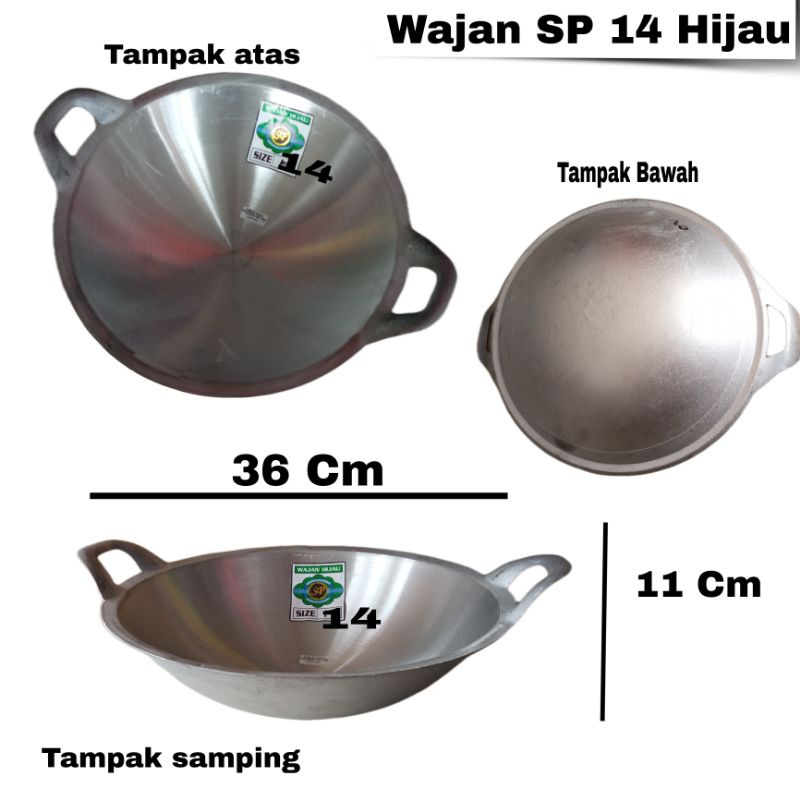 Wajan Aluminium Tebal Sp 14 Hijau