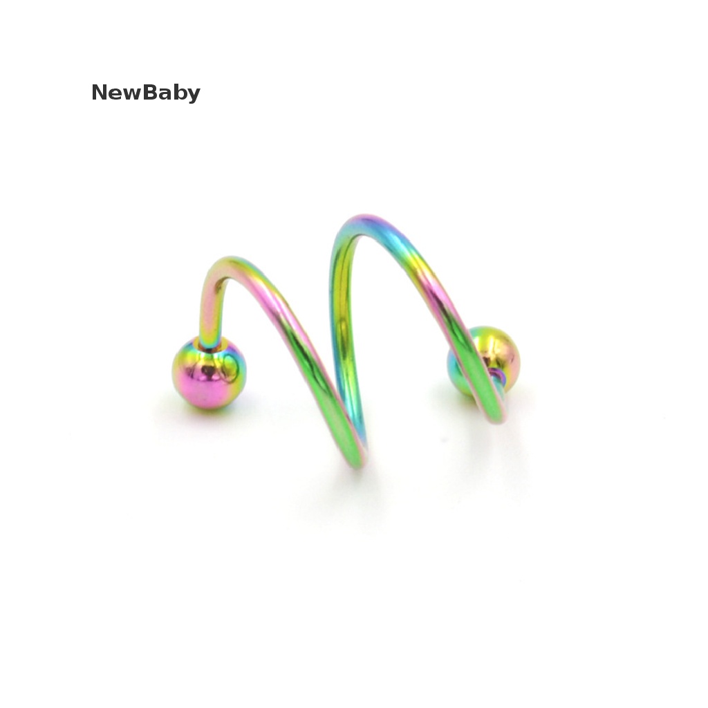 Anting Tindik Hidung / Bibir / Telinga / Tubuh Model Twist Bahan Stainless Steel Untuk Bayi