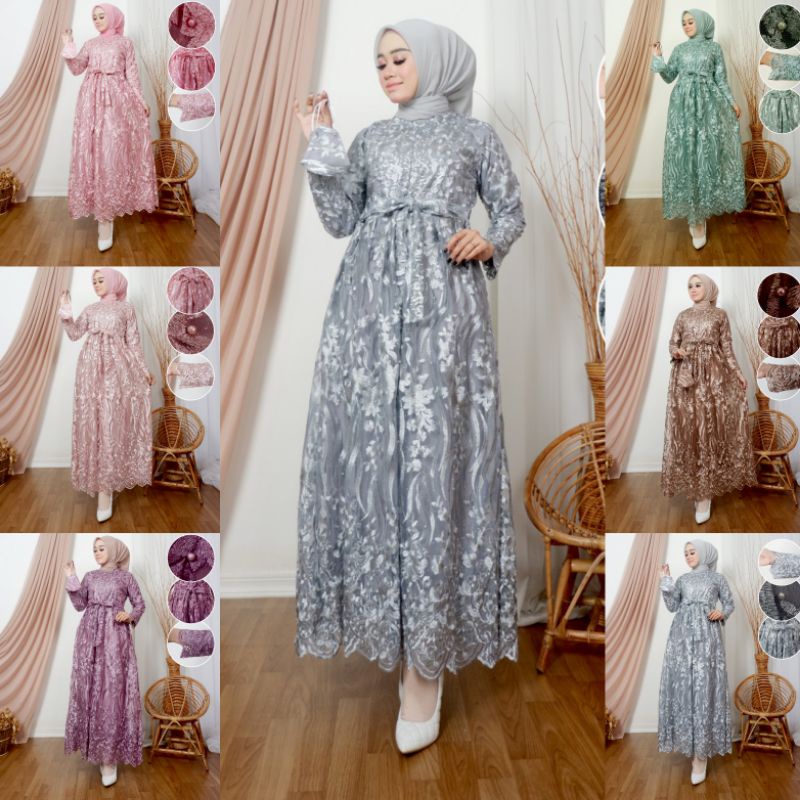 GAMIS TILLE BUSUI PREMIUM | BAHAN TILLE BORDIR PREMIUM | By Aleeta Kebaya