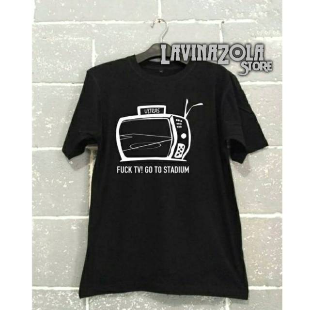 Tshirt baju kaos fuck tv go to stadium hitam football supporter persib persija passion local club