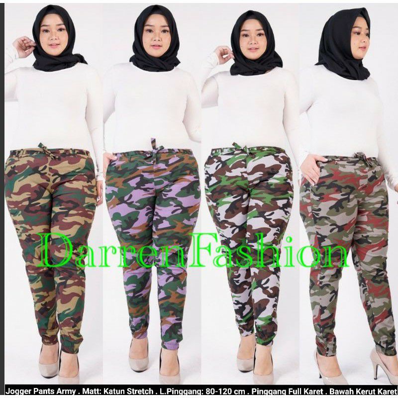 Jogger Katun Army Jumbo XXL fit XXXL . Celana Panjang Jogger Katun Doreng Jumbo