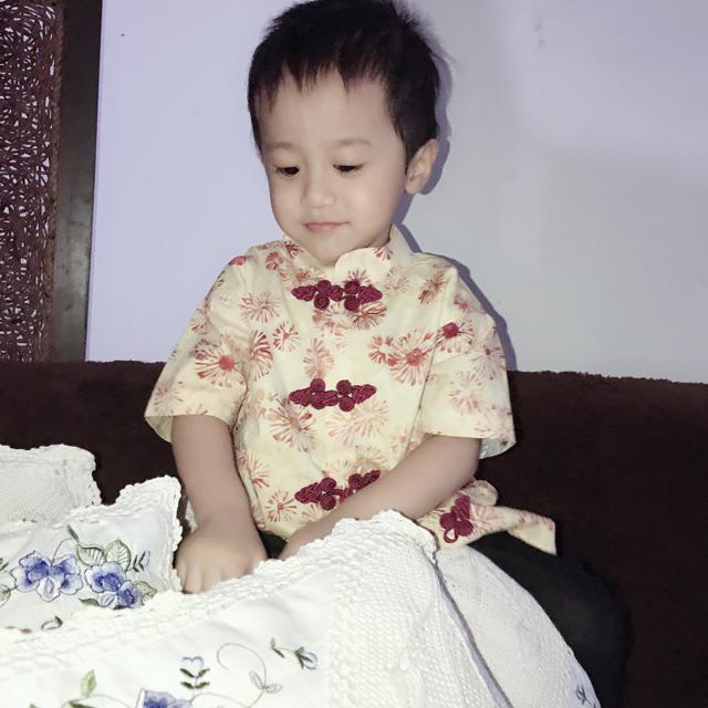 Cheongsam Batik Anak. Warna Biru Dan Warna Merah