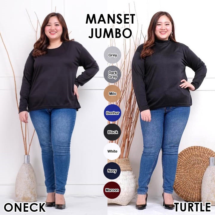 BIGCLO - (COD) LD 120-145cm Manset Jumbo Atasan Wanita Lengan Panjang Bigsize Oversize Bahan Spandex