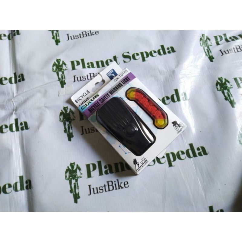 Paket Lampu Qixun T0605 Depan Belakang USB Rechargeable