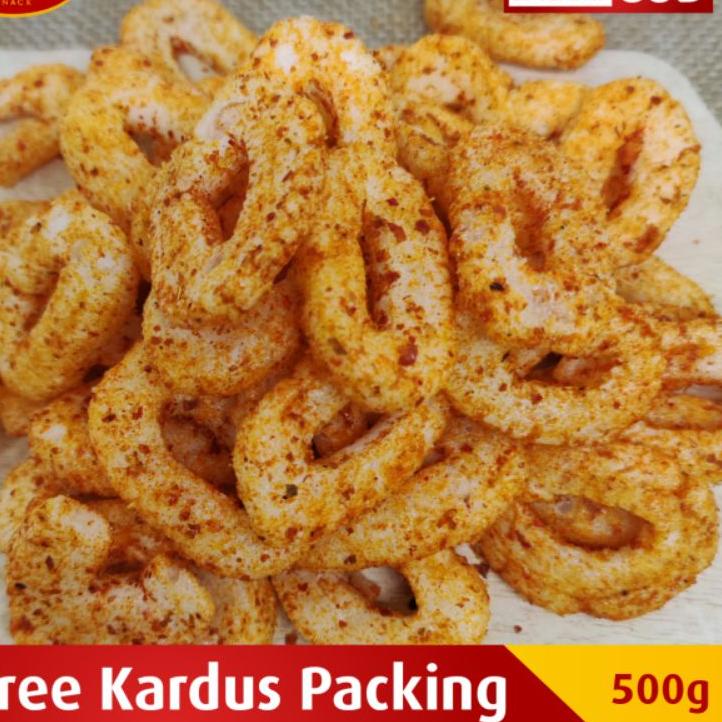 ↛ Kerupuk Setan Ring Pedas 500gr Aneka Cemilan Krupuk Snack Chiki Kiloan Jajan Jajanan Jadul Termura