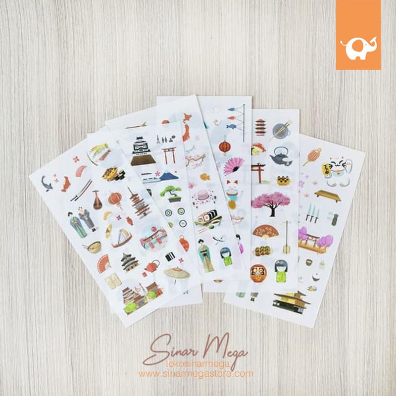 One Day In Japan Diary Deco Stickers Stiker  motif jepang 