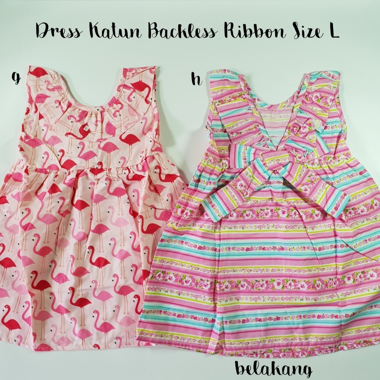 Dress Anak Katun Backless Ribbon Size L