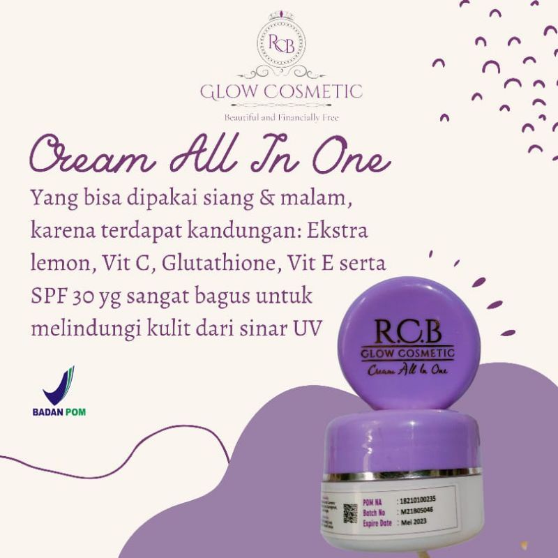 ORIGINAL BPOM CREAM 2IN1 RCB GLOW COSMETIC