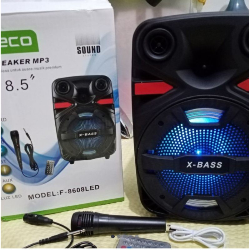 Speaker bluetooth fleco f-8608/f-8607 free mic remot  full bass