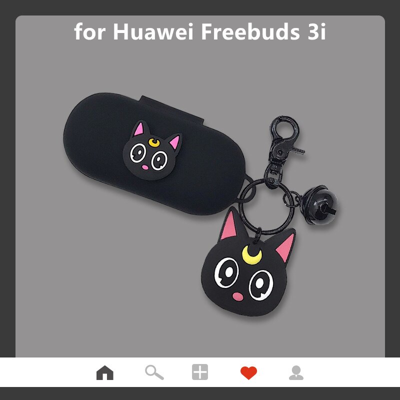 【ready stock】Black Silicone Earphone Case For Huawei Freebuds 3i Wireless Protective Case with Keychain