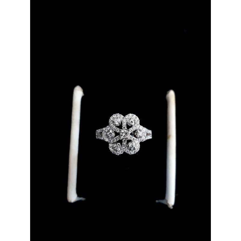 cincin emas putih berlian asli fashion bunga