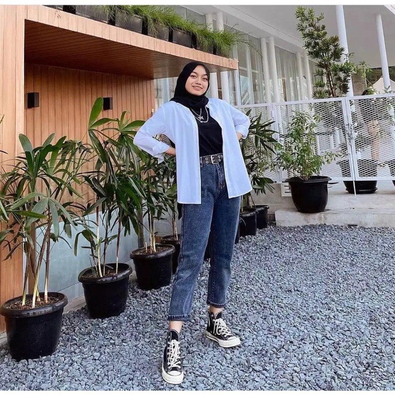 (MSB) BAGGY BOYFRIEND JEANS ERYN SNOW WASHED TEBAL ASLI