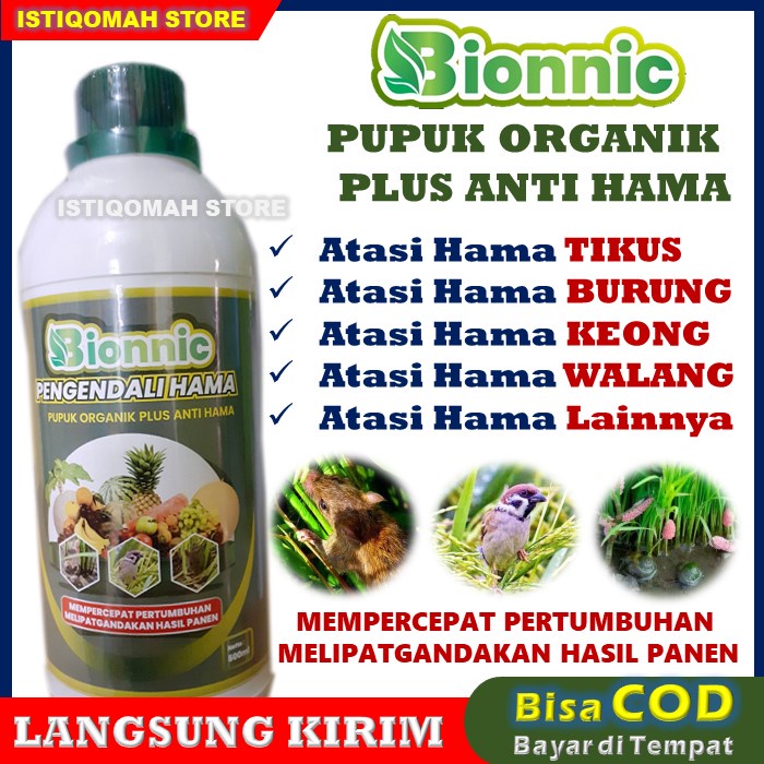 BIONNIC 500ml Pupuk Organik Pelebat Tanaman Padi Plus Pembasmi Hama Tikus Burung Padi Keong Mas Walang dan Hama Lainnya yang Bagus Paling Mujarab dan Manjur 100% Alami ORI Terlaris Bisa COD Bayar Di Tempat