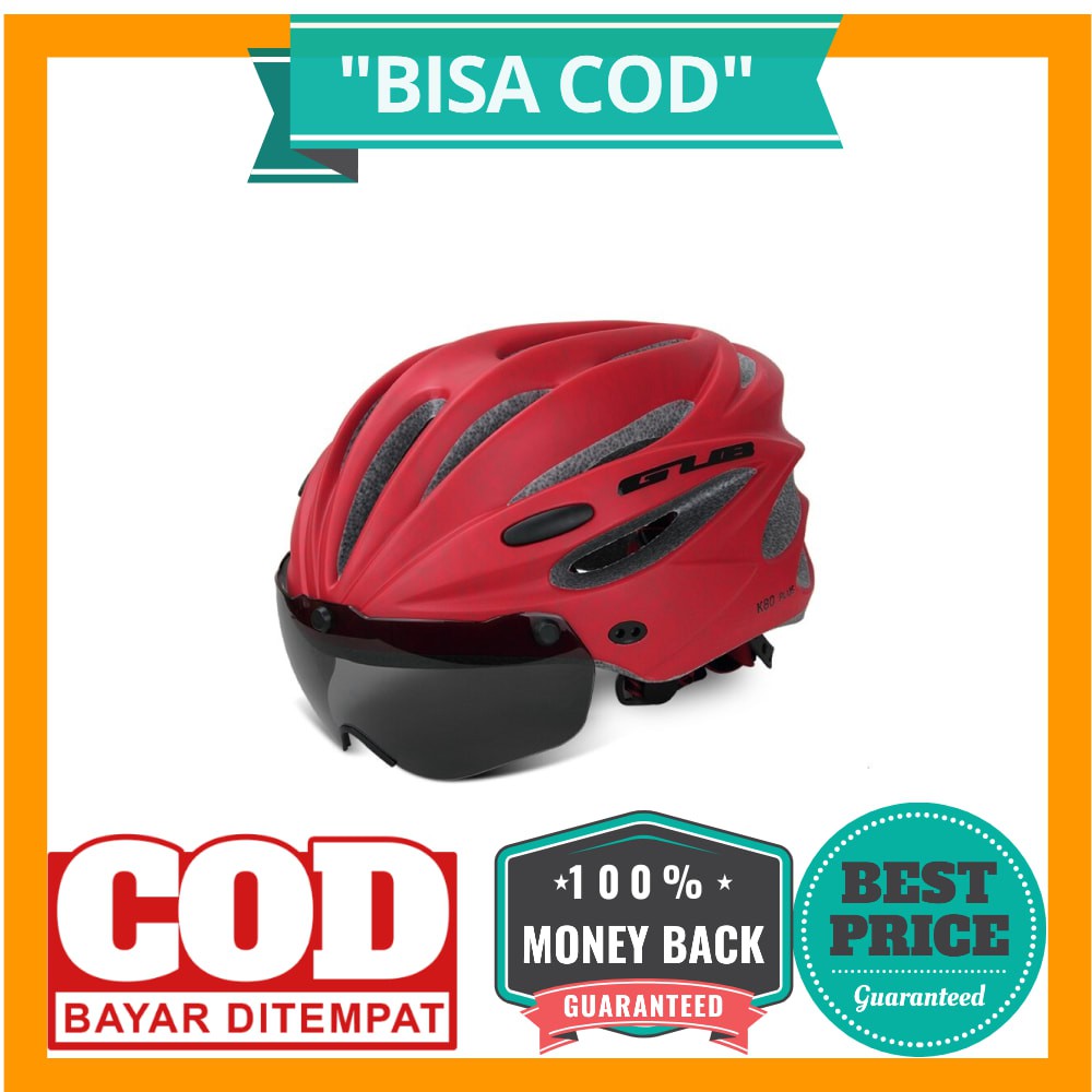 BISA COD GUB Helm Sepeda Cycling Visor Aero EPS Magnetic Removable Lens - K80 Plus - Red