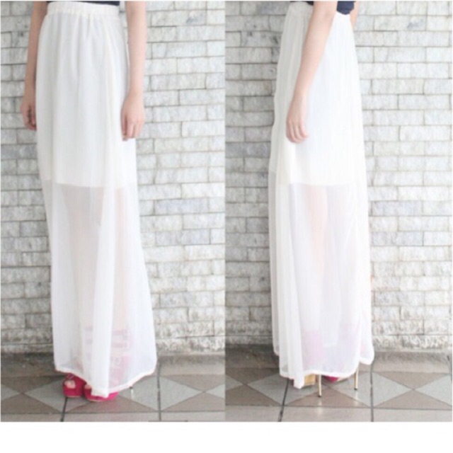 ROK PANJANG hitam putih orange . MAXI SKIRT . ROK PANJANG PUTIH