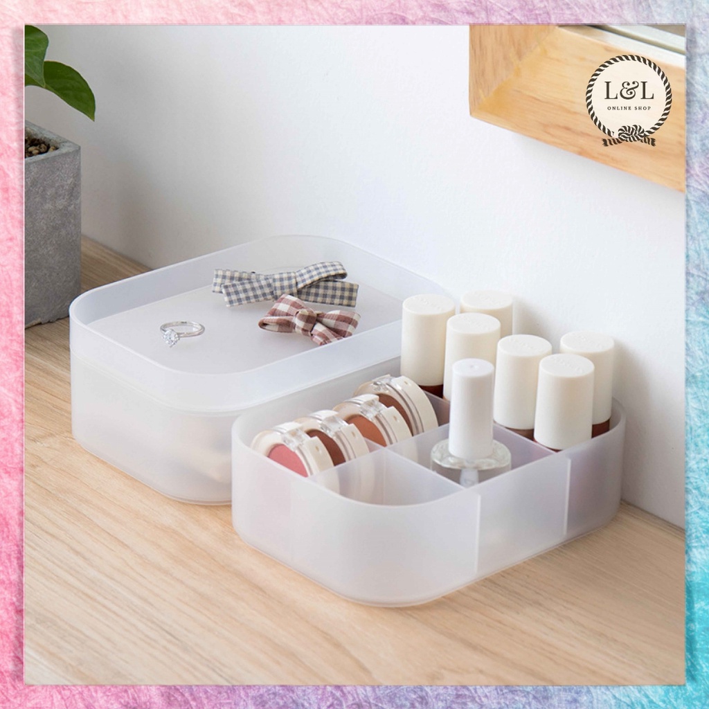 Organizer Box Serbaguna Tempat Kotak Penyimpanan Wadah Kosmetik Skincare Sekat dan Polos Portable